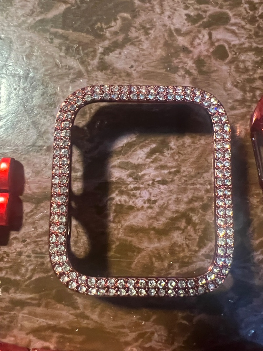 Red Crystal Rhinestone Smartwatch Bezel 44MM - Picture 2 of 4